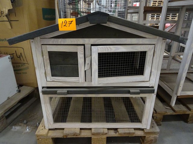 Houten konijnenhok - afbeelding 1 van  3