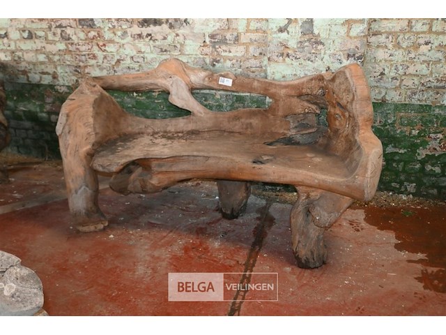 Houten kunstwerk / zitbank - afbeelding 1 van  5