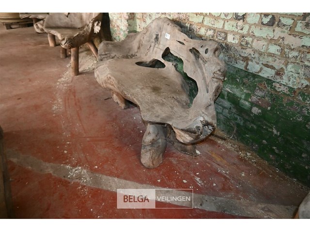 Houten kunstwerk / zitbank - afbeelding 1 van  5