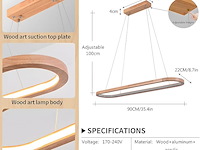 Houten led kroonluchters ovaal hout, 90cm - afbeelding 2 van  4