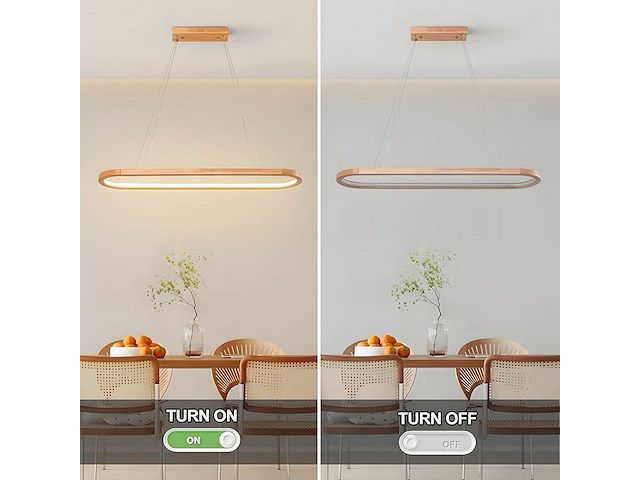 Houten led kroonluchters ovaal hout, 90cm - afbeelding 3 van  4