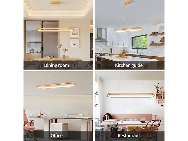 Houten led kroonluchters ovaal hout, 90cm - afbeelding 4 van  4