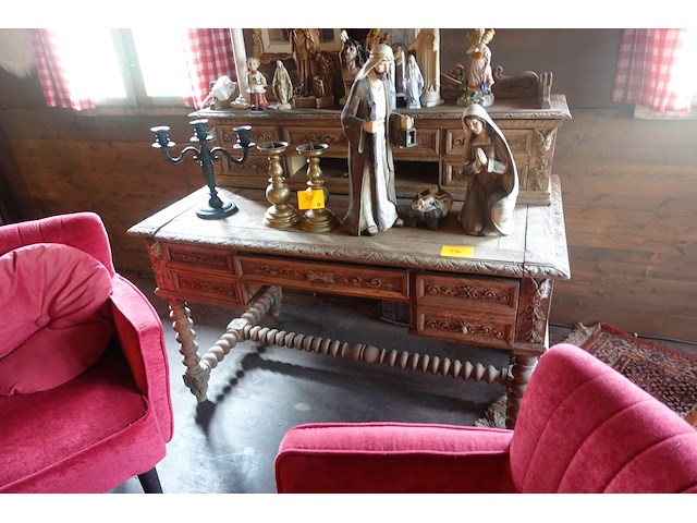 Houten oude bureau - afbeelding 1 van  5