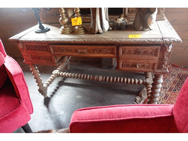 Houten oude bureau - afbeelding 3 van  5