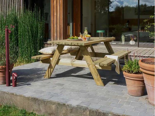 Houten picknickbostafel 6 personen - afbeelding 1 van  7