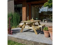 Houten picknickbostafel 6 personen - afbeelding 2 van  7