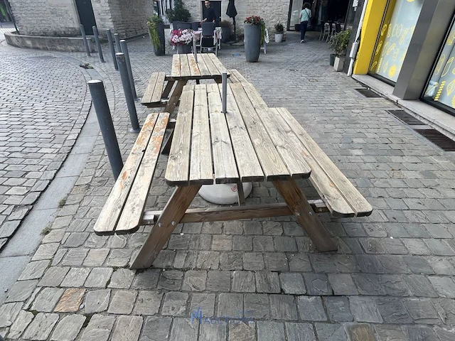 Houten picknicktafel met parasolvoet coca-cola - afbeelding 3 van  9