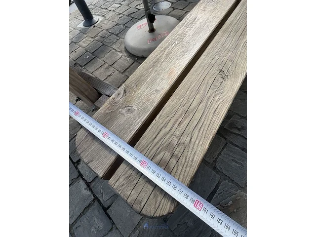 Houten picknicktafel met parasolvoet coca-cola - afbeelding 6 van  9