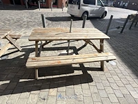 Houten picknicktafel met parasolvoet coca-cola - afbeelding 2 van  8