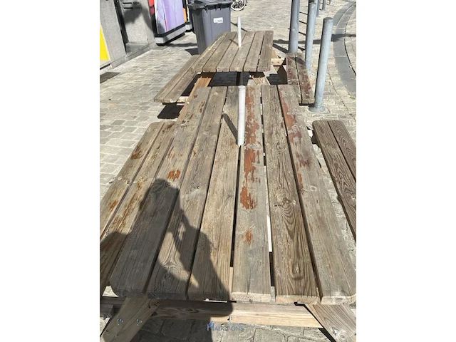 Houten picknicktafel met parasolvoet coca-cola - afbeelding 3 van  8