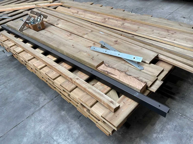 Houten poort met slot (2x) - afbeelding 5 van  6