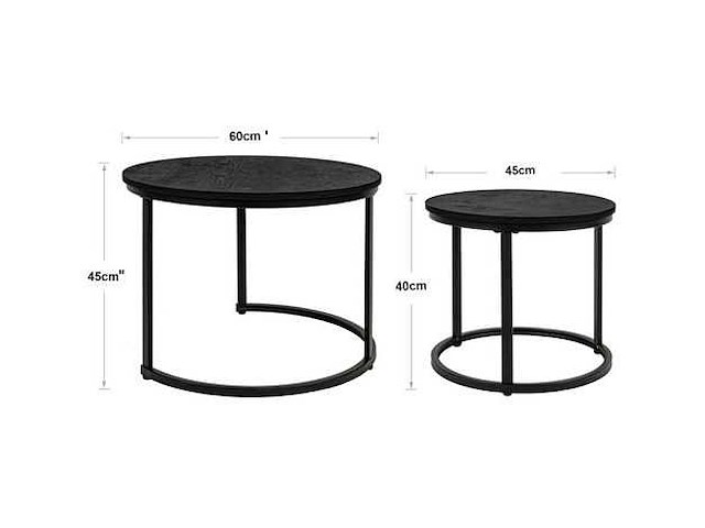 Houten salontafel, ronde bijzettafels - afbeelding 2 van  5