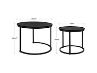 Houten salontafel, ronde bijzettafels - afbeelding 2 van  5