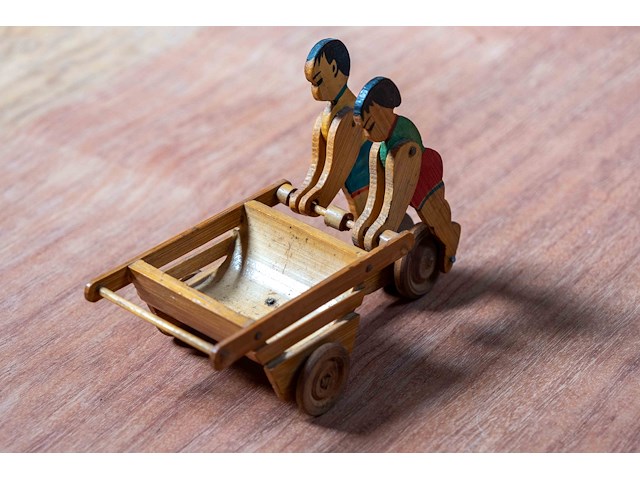 Houten spaarpot, eend en kar - afbeelding 6 van  6