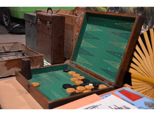 Houten speelkoffer backgammon - afbeelding 1 van  3