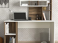 Houten studiebureau | 100% melamine gecoat | 18mm dik | 140cm breedte | wit notenhout