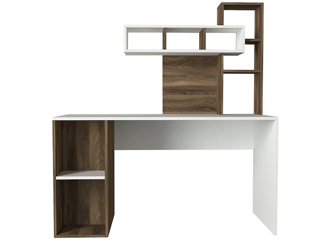 Houten studiebureau | 100% melamine gecoat | 18mm dik | 140cm breedte | wit notenhout - afbeelding 2 van  4