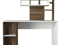 Houten studiebureau | 100% melamine gecoat | 18mm dik | 140cm breedte | wit notenhout - afbeelding 2 van  4