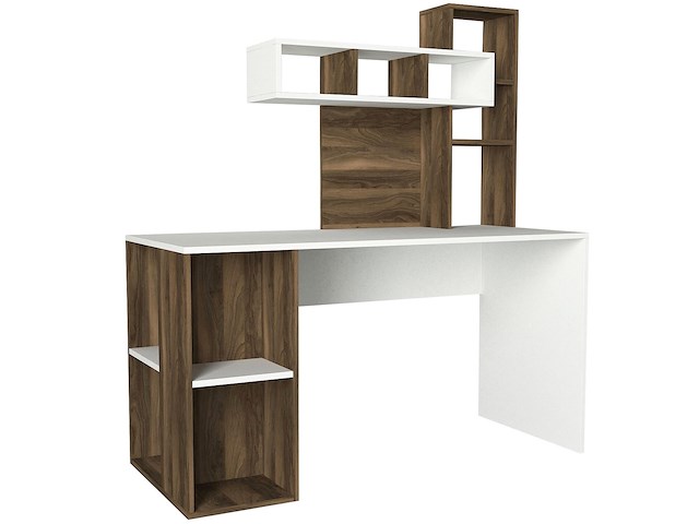 Houten studiebureau | 100% melamine gecoat | 18mm dik | 140cm breedte | wit notenhout - afbeelding 3 van  4