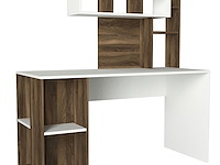 Houten studiebureau | 100% melamine gecoat | 18mm dik | 140cm breedte | wit notenhout - afbeelding 3 van  4