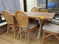 Houten tafel + 12x diverse stoel - afbeelding 2 van  5