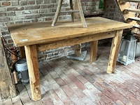 Houten tafel l152xb70xh81 cm met houten krukje - afbeelding 1 van  3