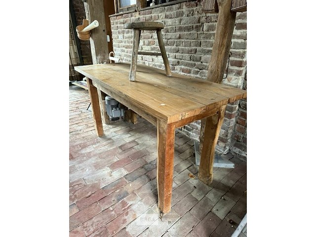 Houten tafel l152xb70xh81 cm met houten krukje - afbeelding 3 van  3