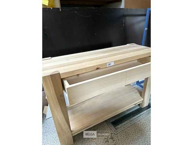 Houten tafel met lade - afbeelding 2 van  2