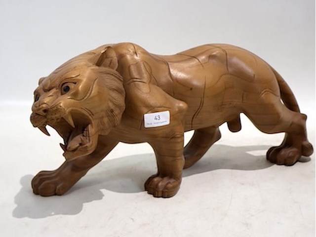 Houten tijger en leeuw - afbeelding 2 van  9