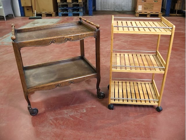 Houten trolley (x2) - afbeelding 1 van  5