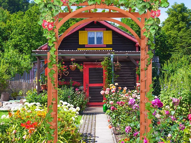 Houten trouwboogtuin, pergola, pergola - afbeelding 1 van  5