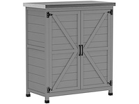 Houten tuinkast buiten, tuinopslagkast met gegalvaniseerd stalen werkblad 79x43x92cm grijs - afbeelding 2 van  7