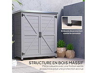 Houten tuinkast buiten, tuinopslagkast met gegalvaniseerd stalen werkblad 79x43x92cm grijs - afbeelding 7 van  7