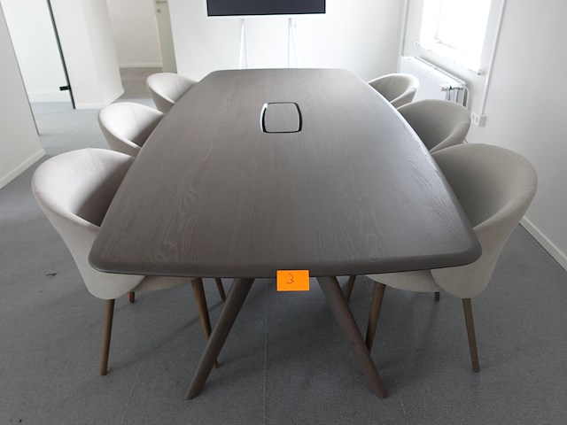 Houten vergadertafel + 6 stoelen mobitec - afbeelding 1 van  6