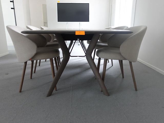 Houten vergadertafel + 6 stoelen mobitec - afbeelding 2 van  6