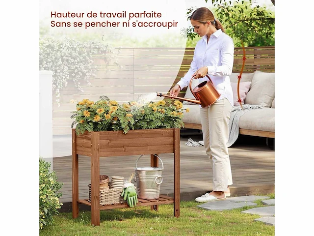 Houten verhoogde plantenbak, met bloembak - afbeelding 2 van  6