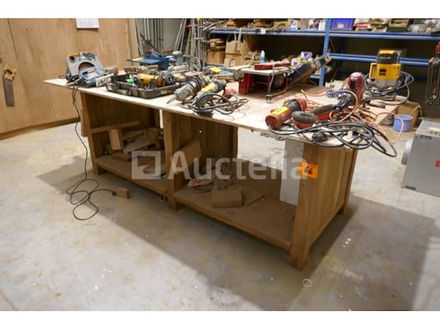 Houten werktafel met bodemschap - afbeelding 2 van  3