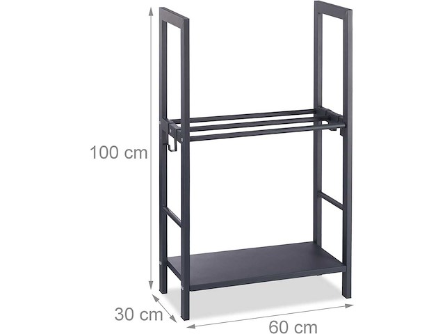 Houtplank van open haard, staal, antraciet, 100 x 60 x 30 cm - afbeelding 2 van  5