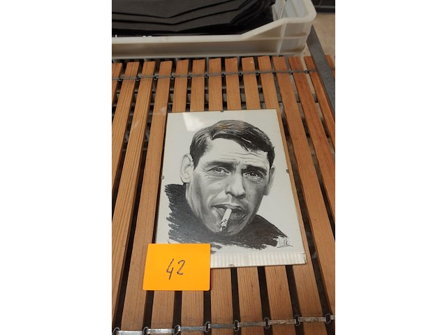 Houtskool tekening jacques brel - afbeelding 1 van  3