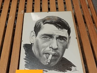 Houtskool tekening jacques brel - afbeelding 1 van  3