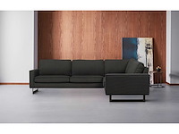 Houtskoolgrijze ribfluwelen hoekbank - afbeelding 2 van  15