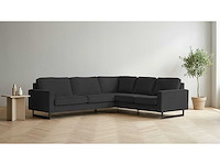 Houtskoolgrijze ribfluwelen hoekbank - afbeelding 3 van  15