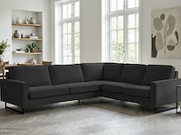 Houtskoolgrijze ribfluwelen hoekbank - afbeelding 1 van  15