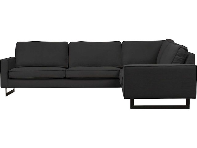 Houtskoolgrijze ribfluwelen hoekbank - afbeelding 9 van  15