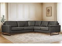 Houtskoolgrijze ribfluwelen hoekbank - afbeelding 14 van  15