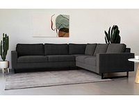 Houtskoolgrijze ribfluwelen hoekbank - afbeelding 15 van  15