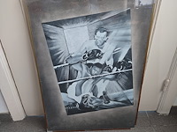 Houtskooltekening bokswedstrijd liston-harrison, gesigneerd jp coopman - afbeelding 1 van  2