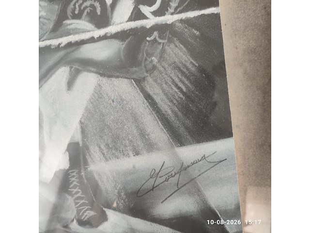 Houtskooltekening bokswedstrijd liston-harrison, gesigneerd jp coopman - afbeelding 2 van  2