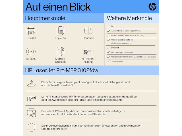 Hp laserjet pro mfp 3102fdw multifunctionele laserprinter - afbeelding 2 van  7