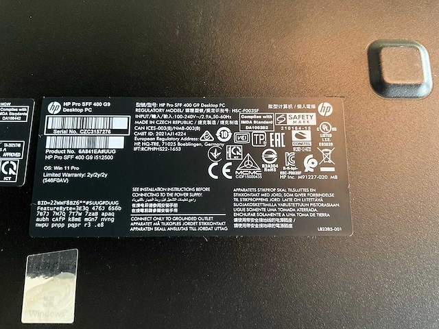 Hp pro sff 400 g9 desktop pc - afbeelding 5 van  5